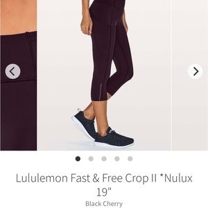 Lululemon Fast and Free Crop 19” Nulux